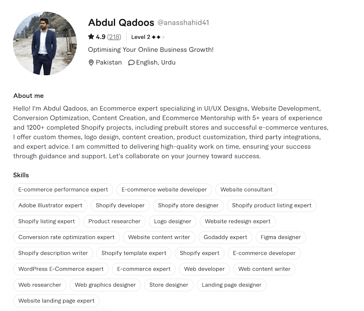 Abdul Qadoos Fiverr profile