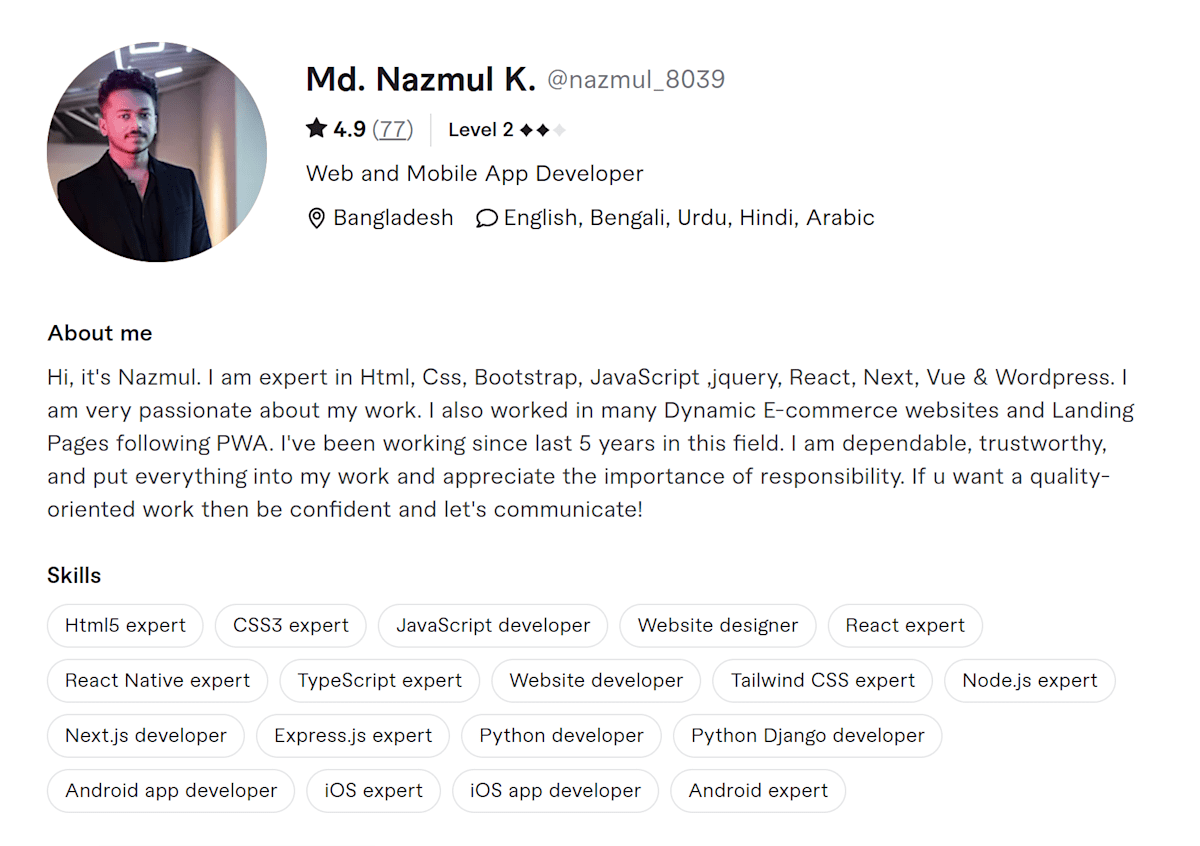 Md. Nazmul K Fiverr profile