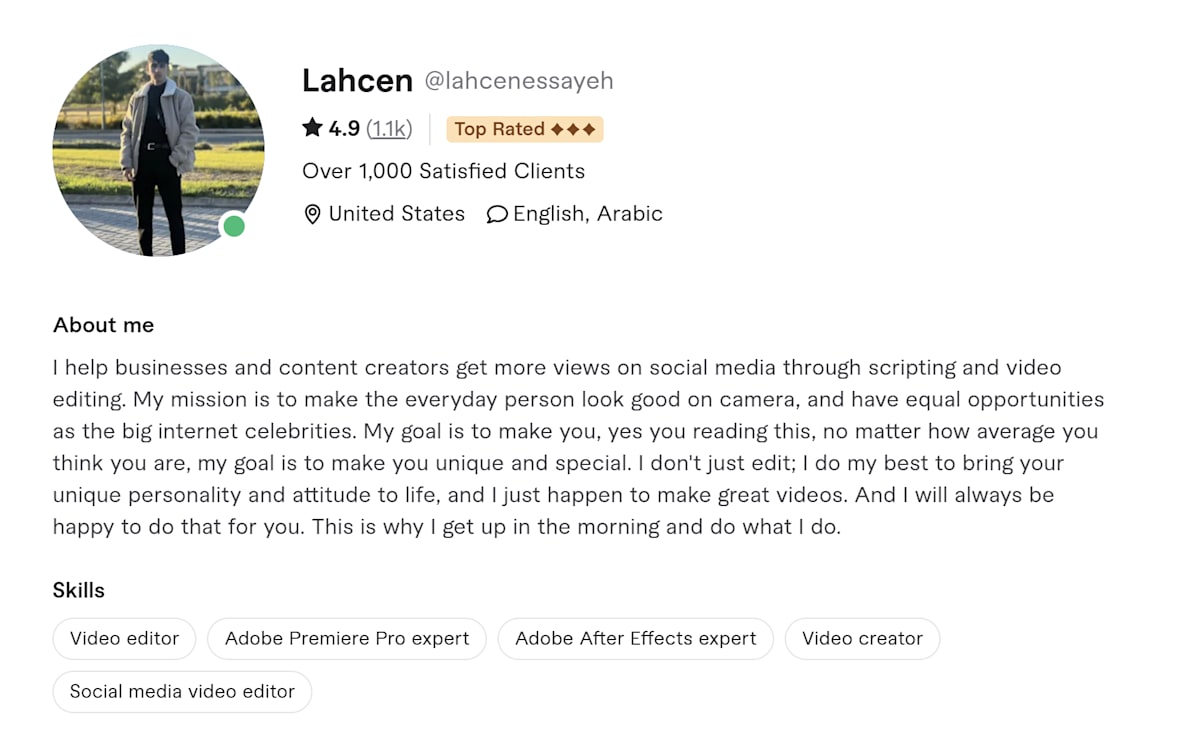 Lahcen Fiverr profile