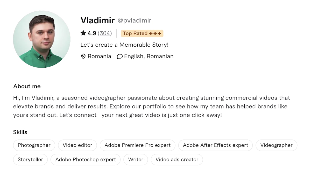 Vladimir Fiverr profile