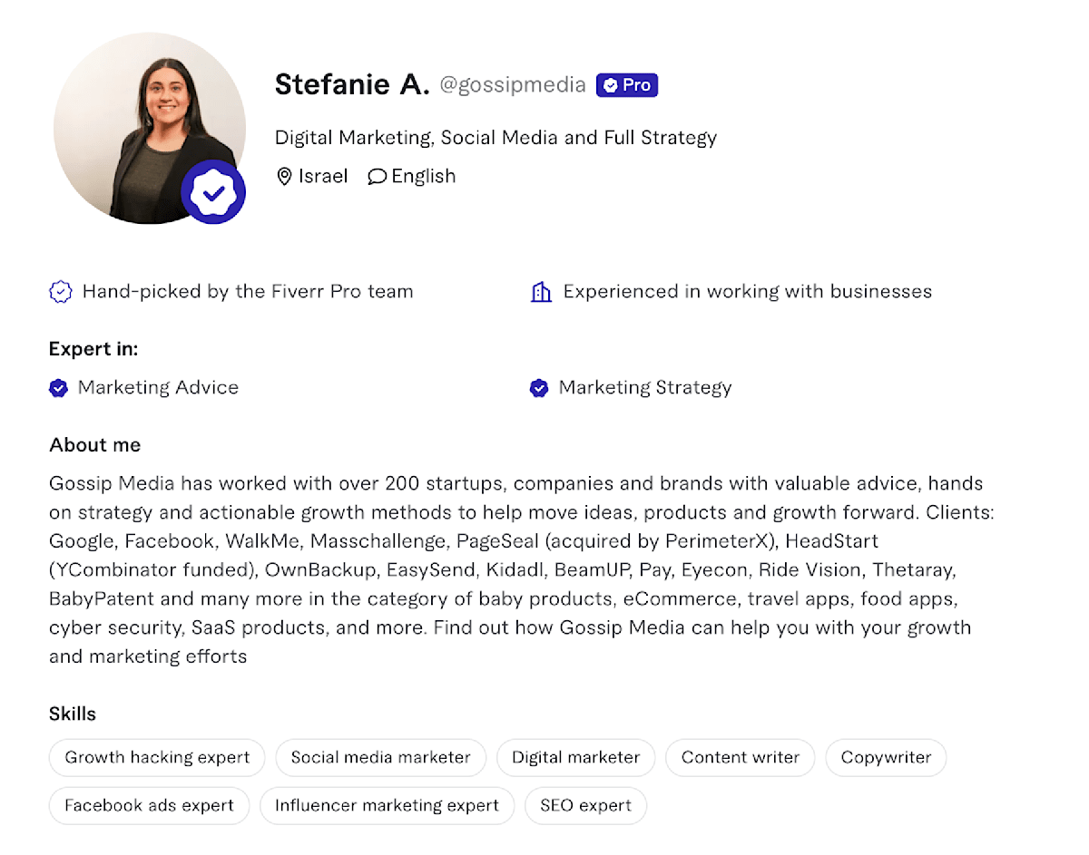 Stefanie A Fiverr seller profile