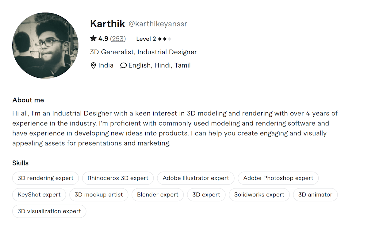Karthik Fiverr profile
