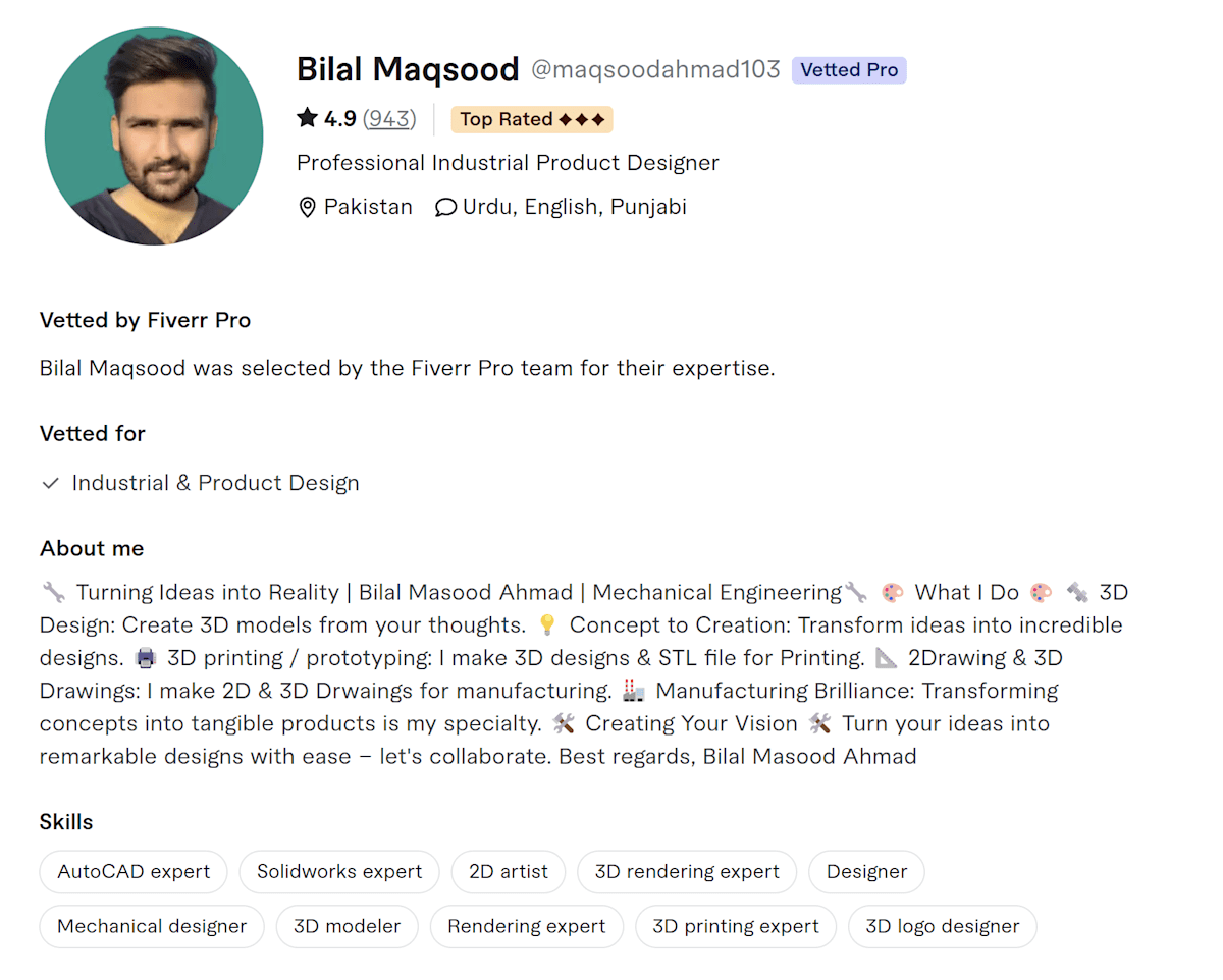 Bilal Maqsood Fiverr profile