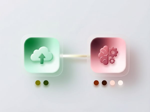 3D illustration of cloud deployment connected to an AI processing module