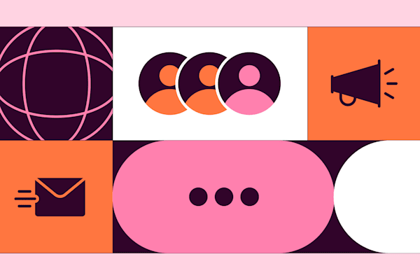 Marketing Channels with colorful communication-themed graphics