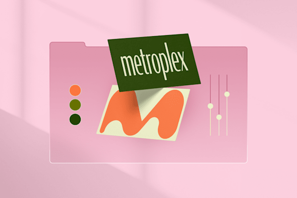 Logo redesign featuring the word "metroplex" on a green card