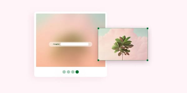 Image generation interface with a prompt input and a preview of a leafy plant against a pastel sky background