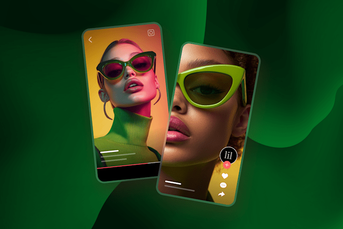 Repurpose TikTok Videos with vibrant backgrounds and TikTok and Instagram-style UI elements