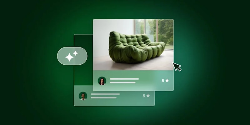 Green background with a green couch in a room