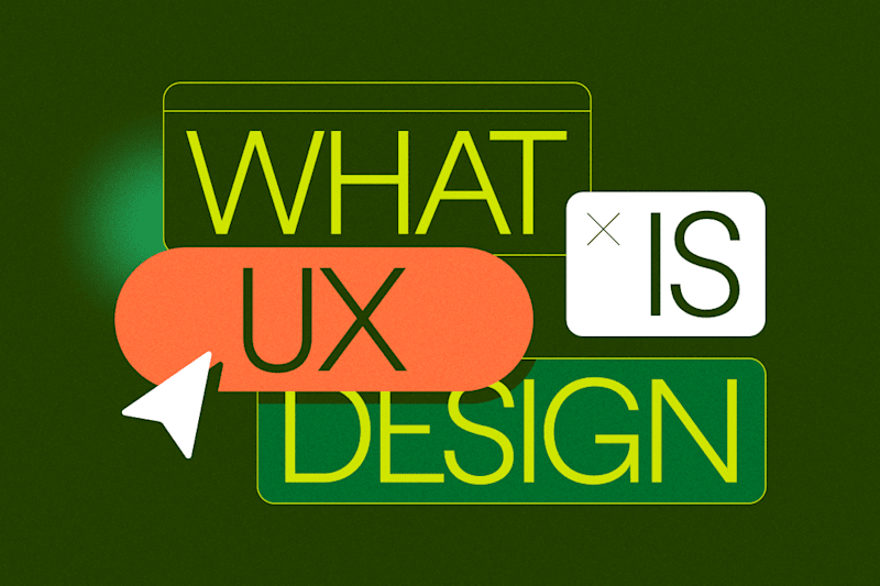 What is UX design featured image on a green background