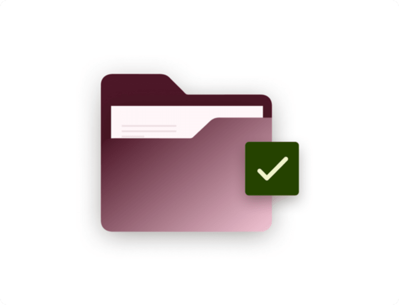 White background with a purple folder and green checkbox icon