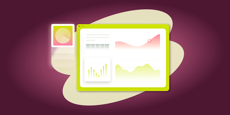 dashboard interface showing graphs and data on a vibrant background