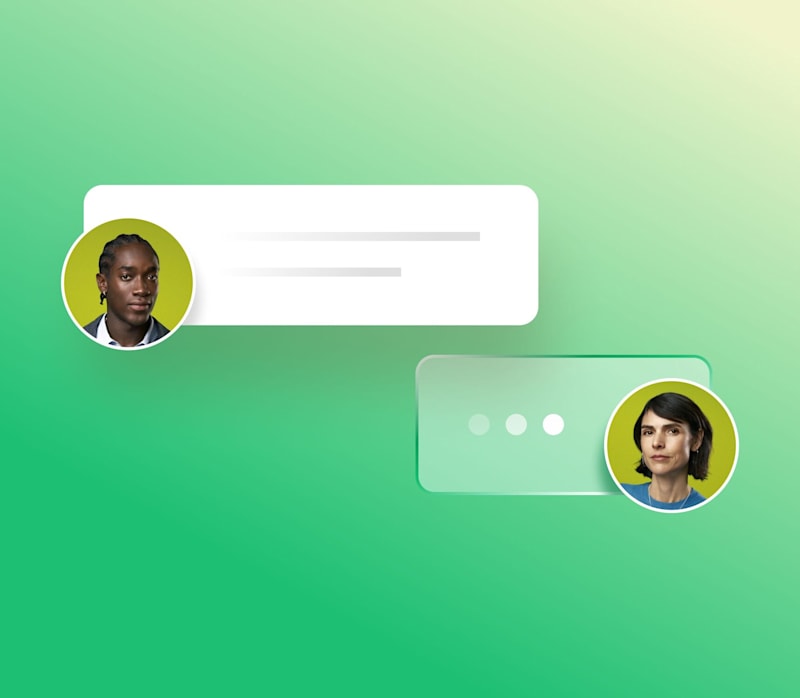 An image of two people chatting