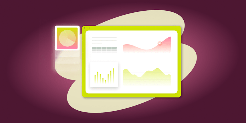 dashboard interface showing graphs and data on a vibrant background