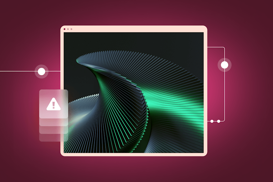 A futuristic digital interface, accompanied by a warning icon symbolizing data biases