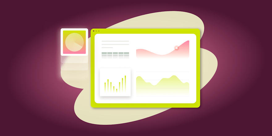 Business data analysis dashboard interface showing graphs and data on a vibrant background