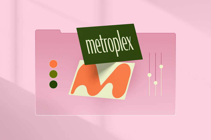Logo redesign featuring the word "metroplex" on a green card