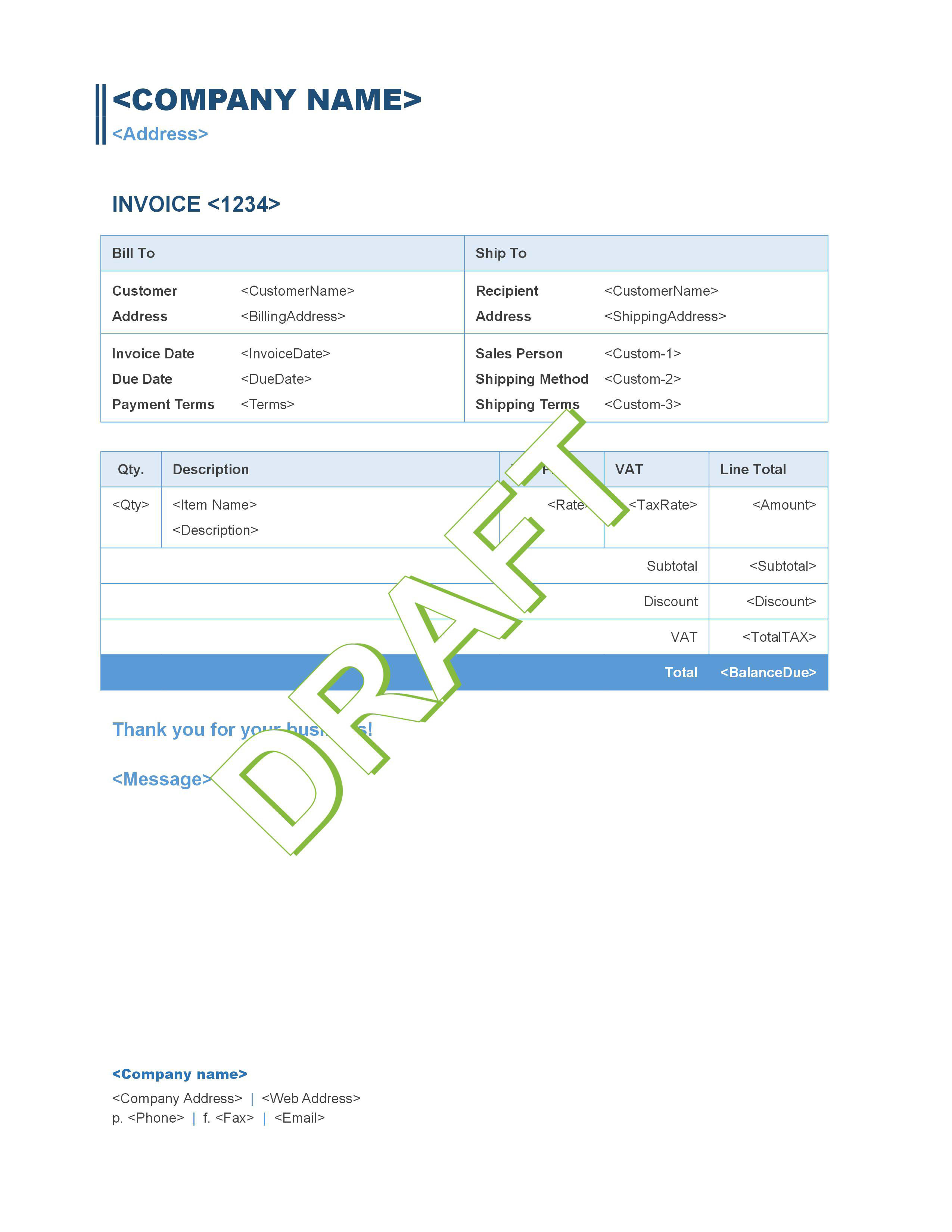 QuickBooks Invoice Template for Small Businesses