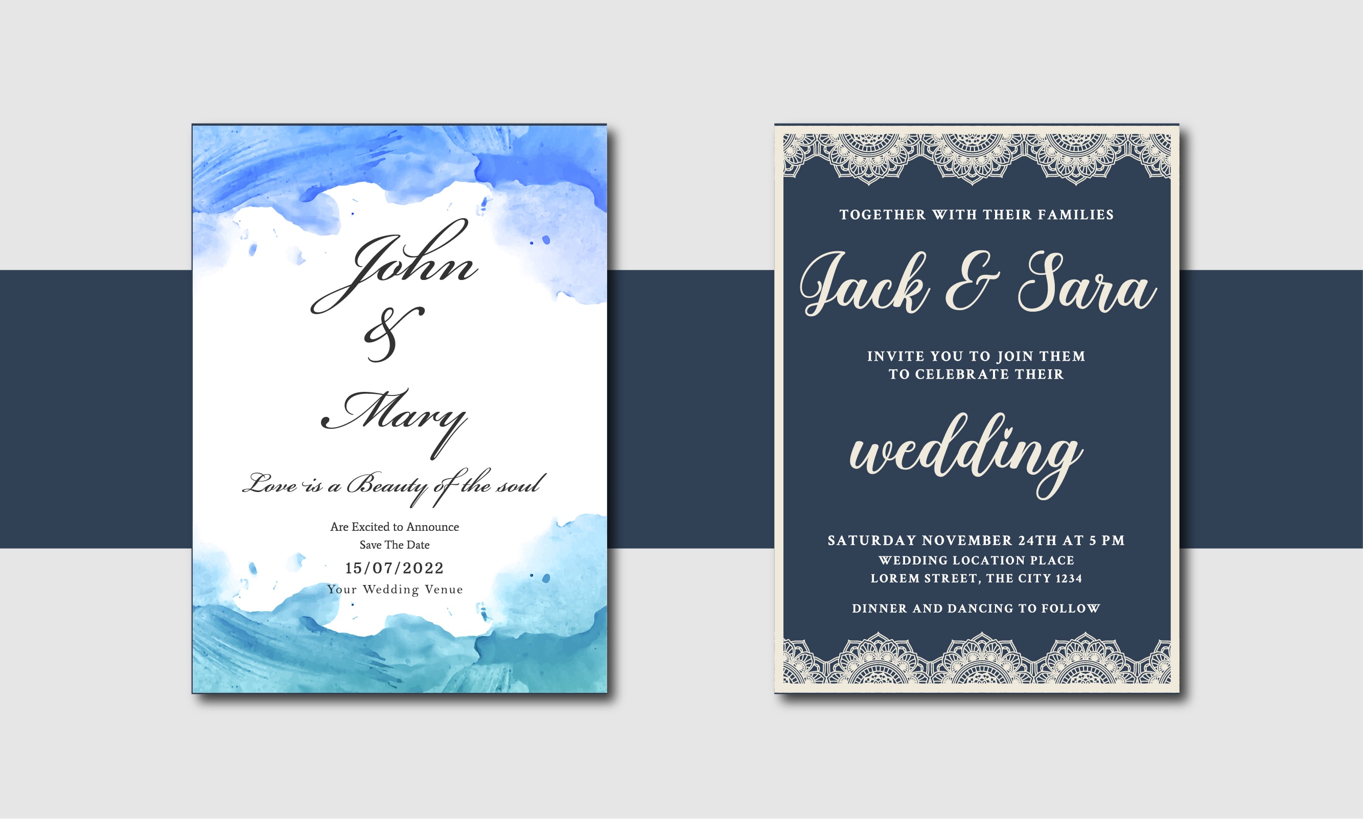Hacer diseño de tarjeta de invitación de boda o cumpleaños