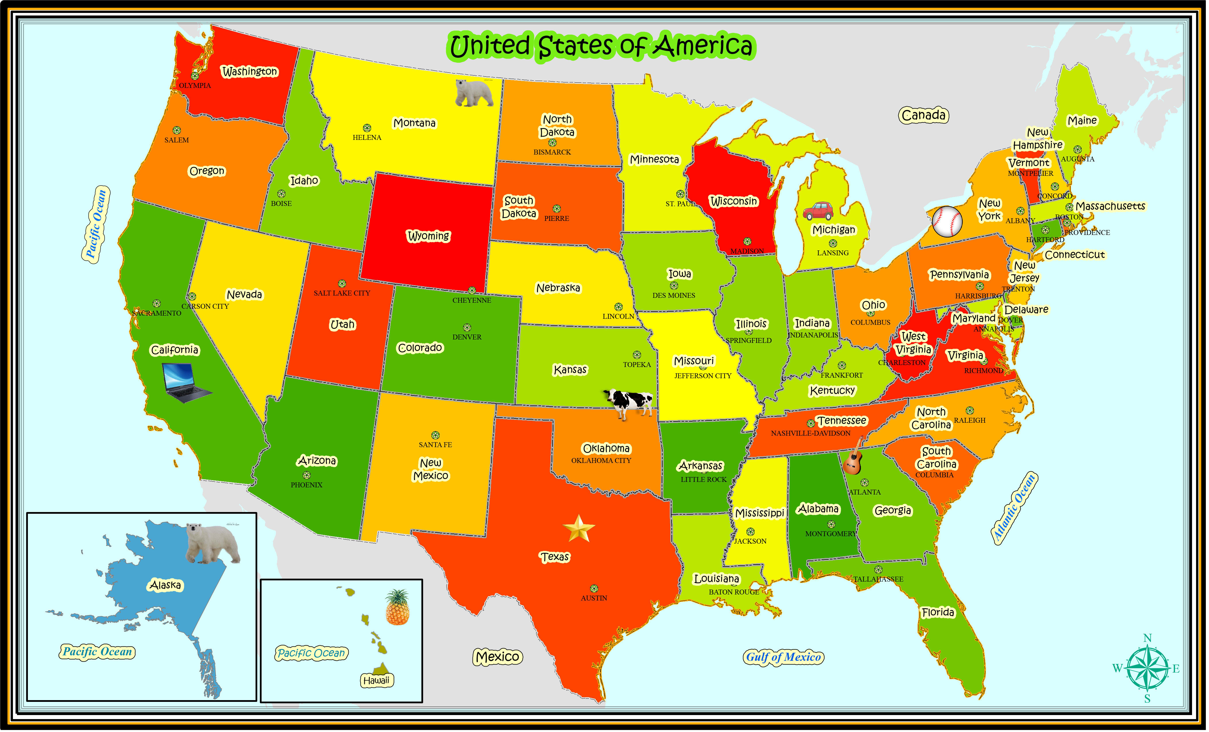 Country Map Of Usa