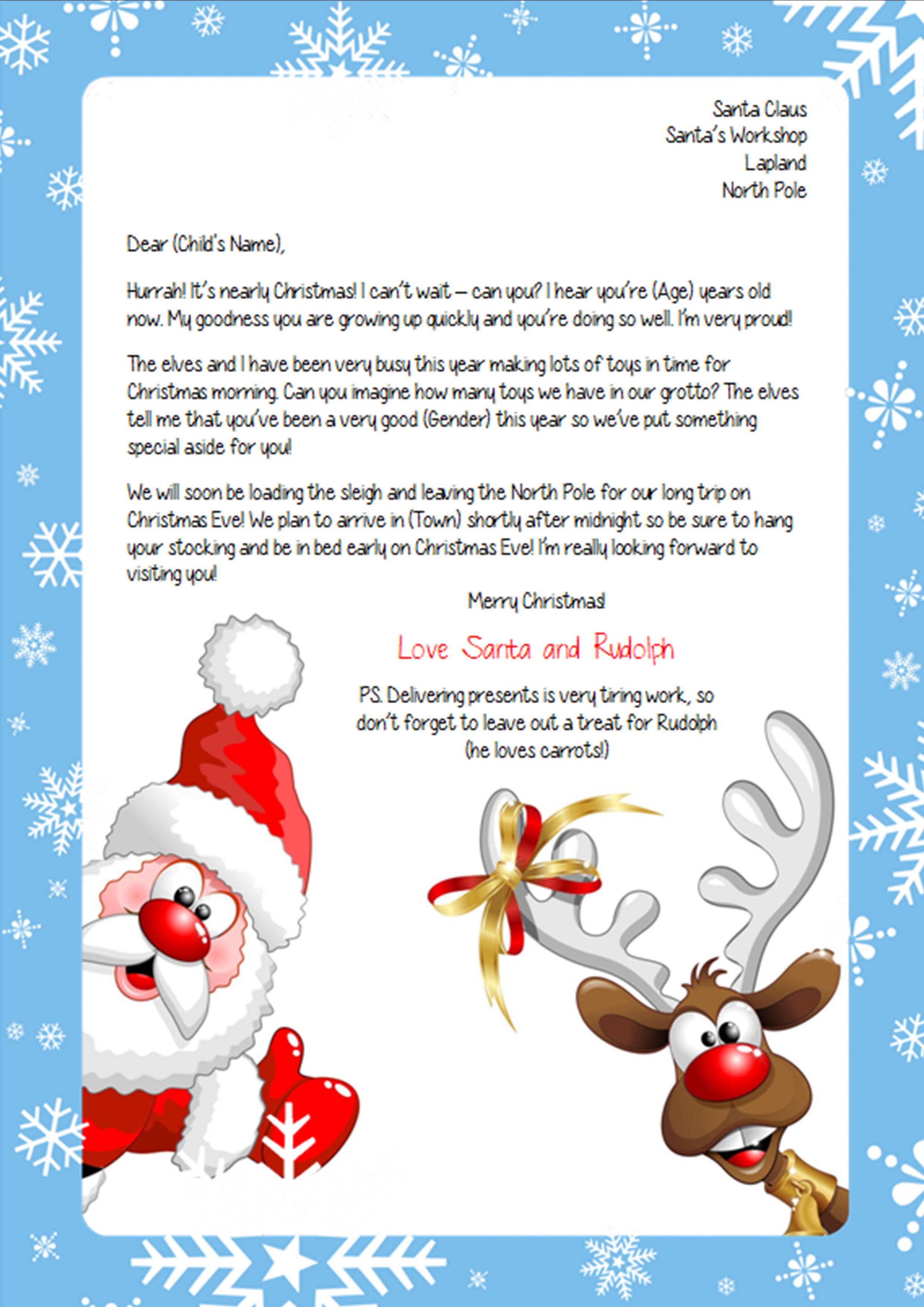 Letter From Santa Inviting Child To Lapland