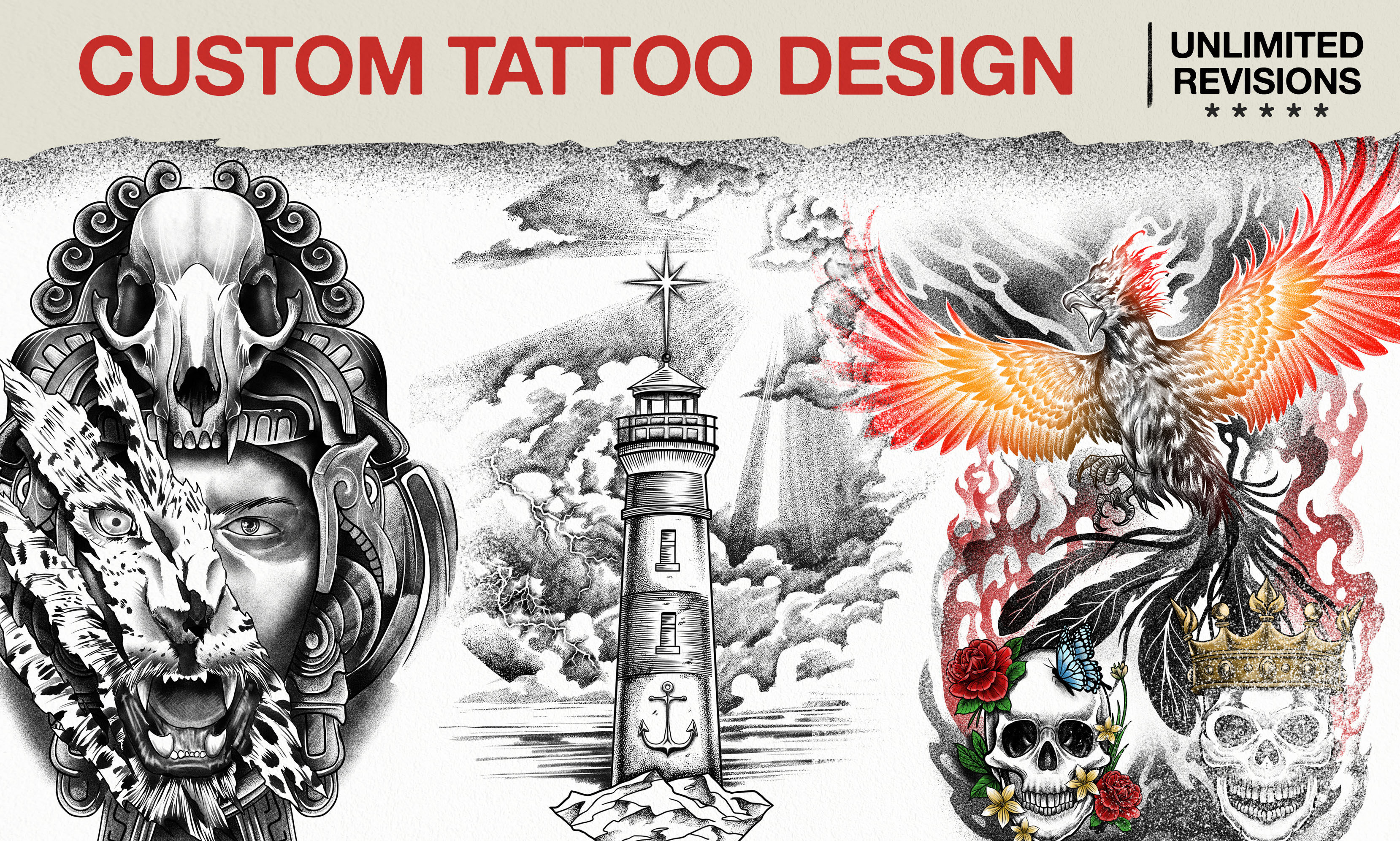 Do custom design for your tattoo by Sonicjuice77 | Fiverr