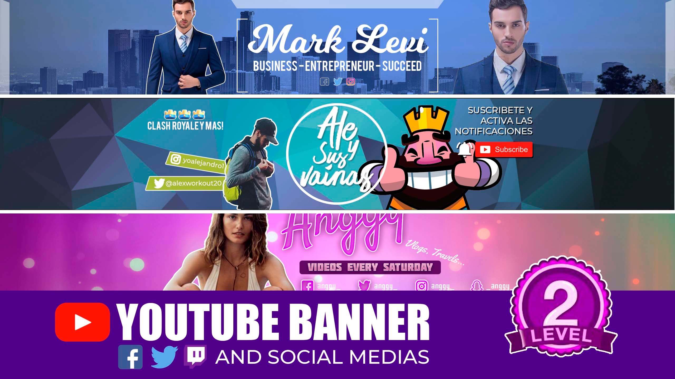 Design A Youtube Banner And Social Media By Jggr16