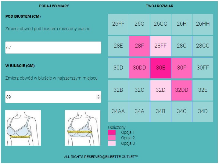 Create bra size calculator mobile by Dilfree