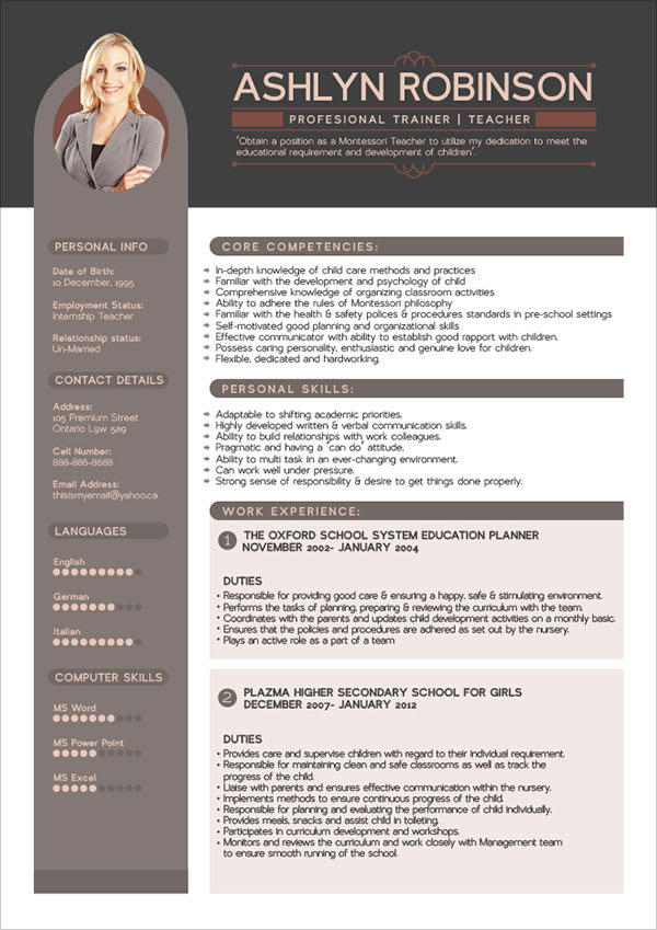Pin Di Resume Templates