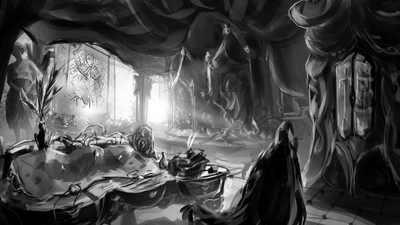 black and white concept art