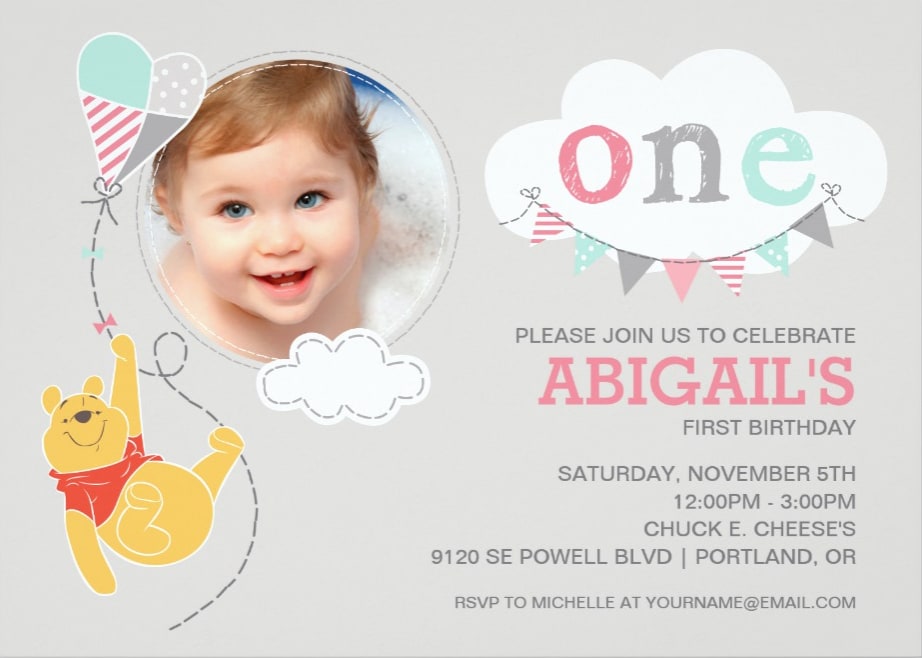 Customize Winnie The Pooh 1st Bday Party Invitation By Nonaparker Fiverr