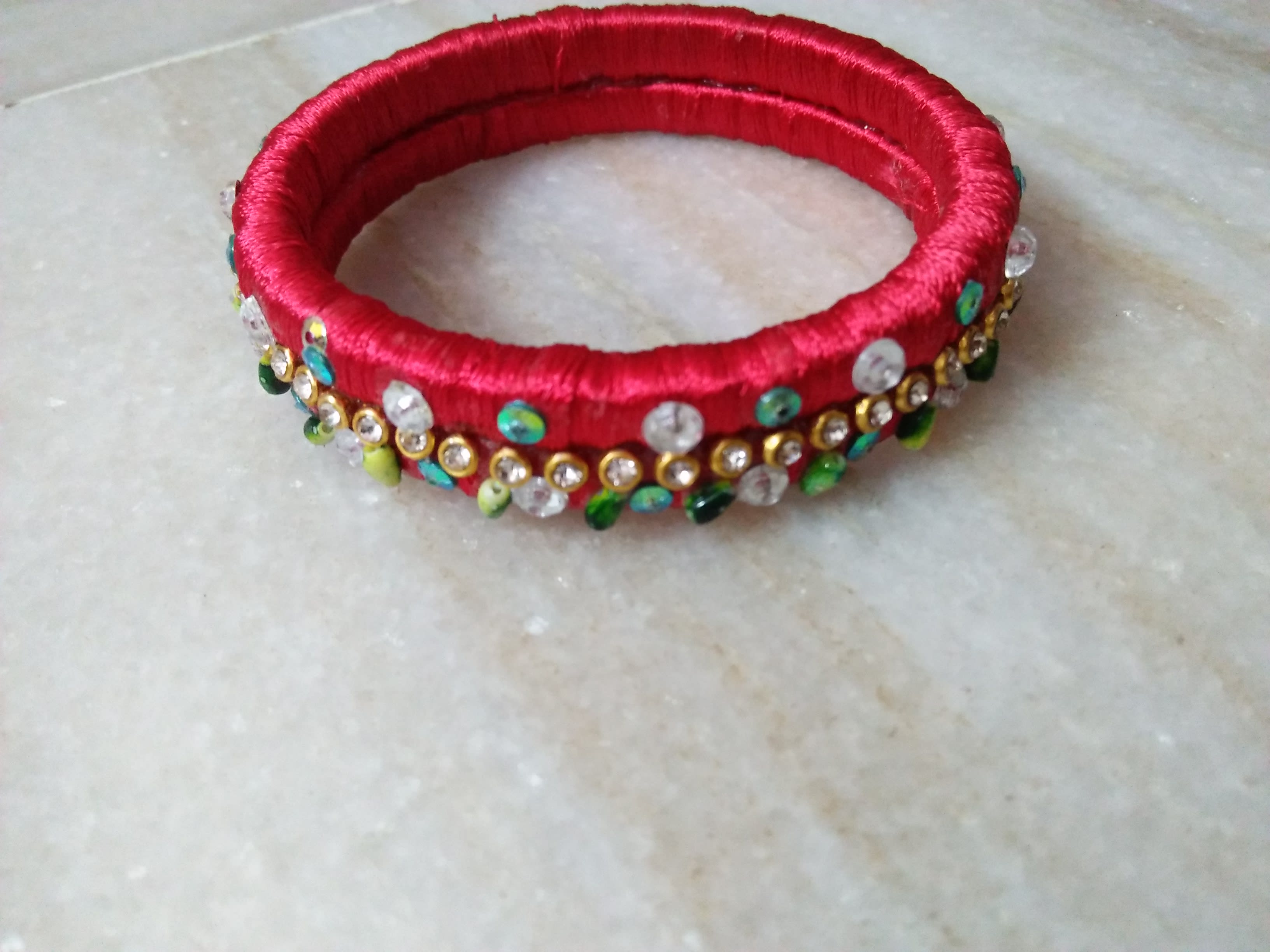 thread bangles with decoration 