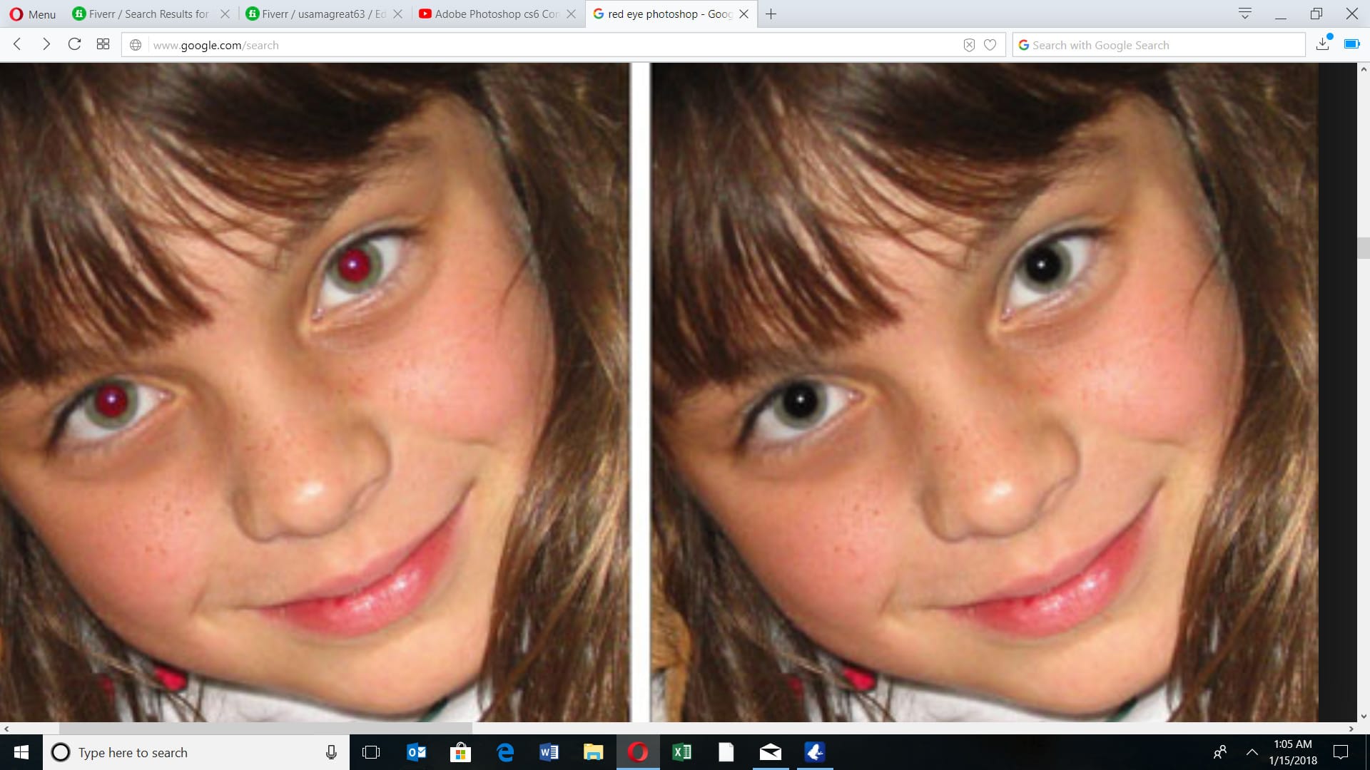 Устранение красных глаз в фотошопе