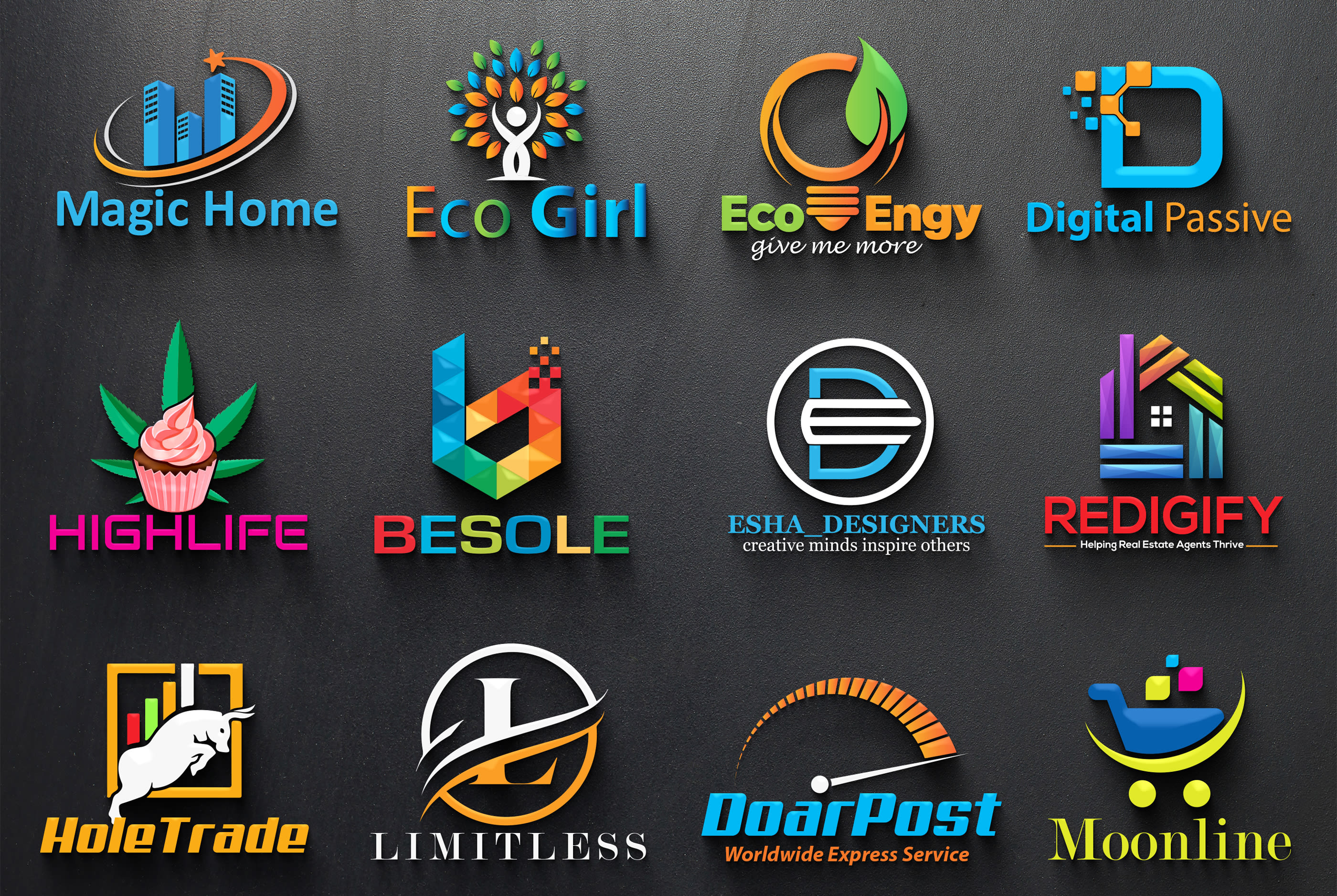 Do Unique Modern 3d Logo Design For Your Business And Company By Esha Designers Fiverr