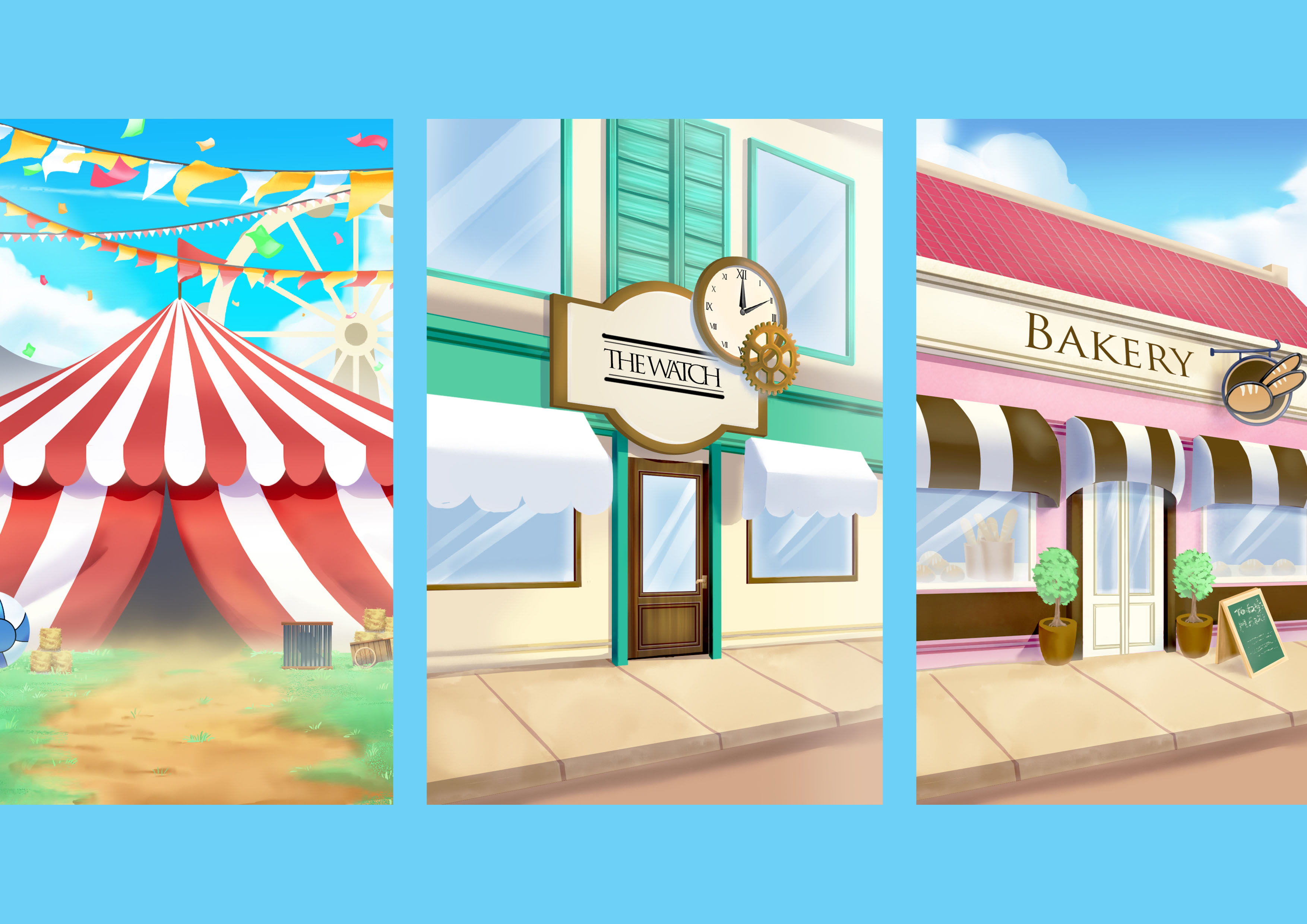 An Image Of An Anime Bakery With An Awning On It Background, 3d Background  Illustration Stage Simple Colorful Pastel, Hd Photography Photo Background  Image And Wallpaper for Free Download