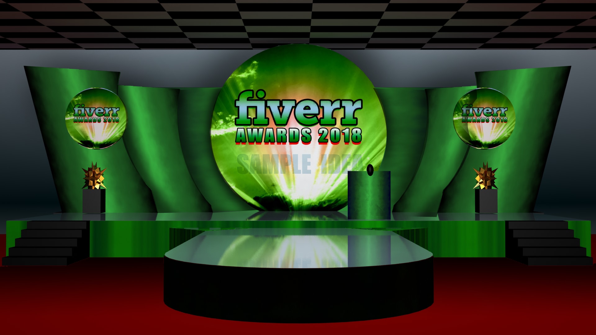 Create The 3d Model With Professional Backdrop Stage Set By