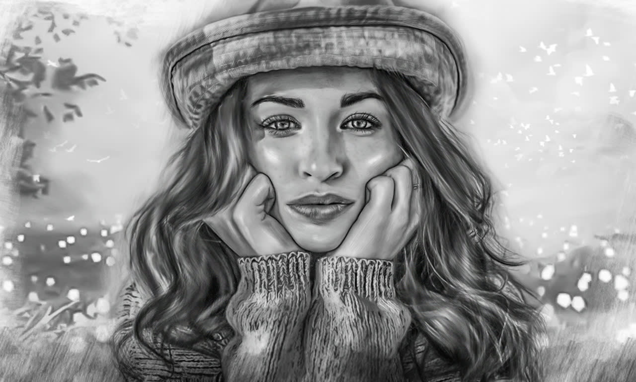Portrait Pencil Sketch - Woman | imagicArt