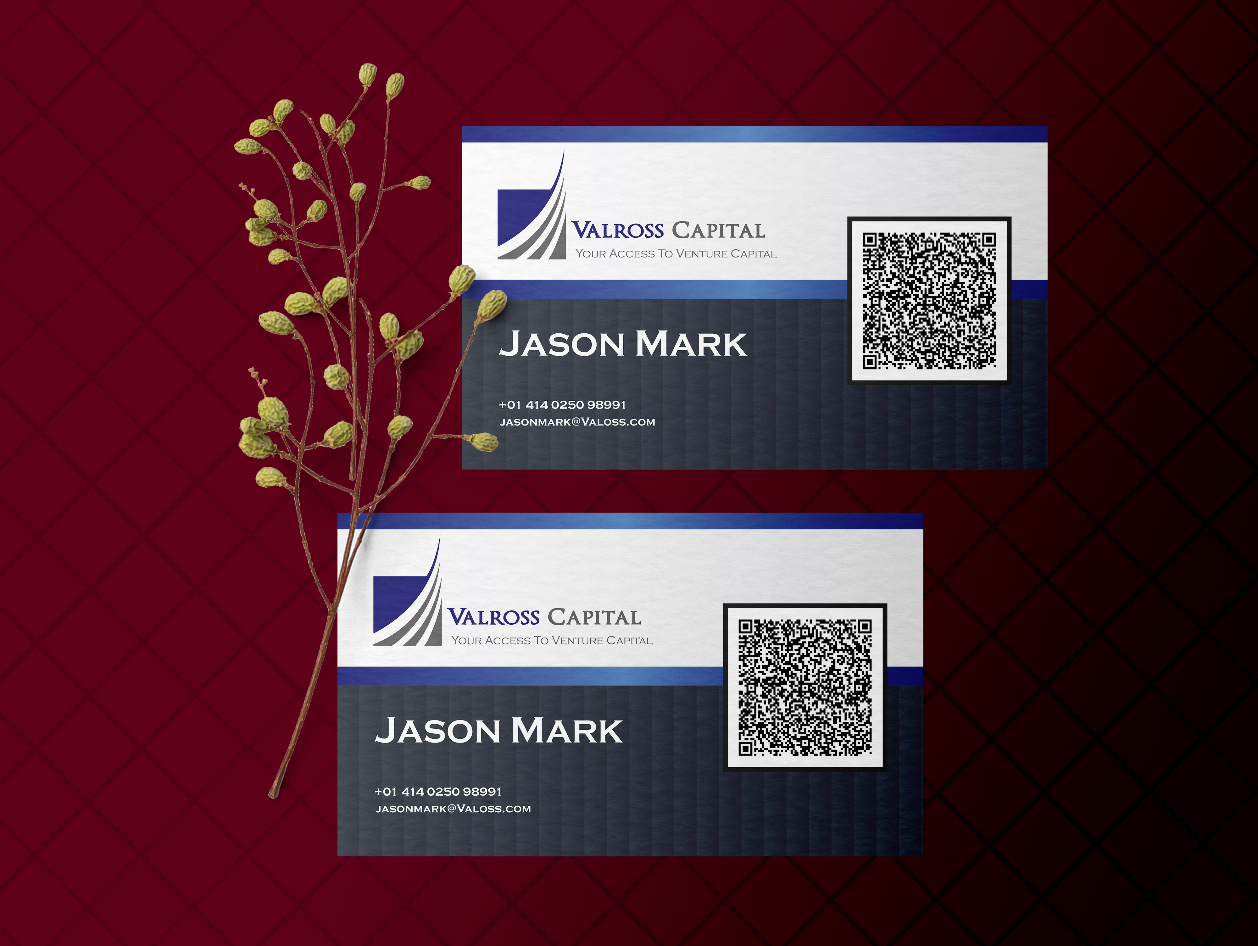 professional business card with qr code photo