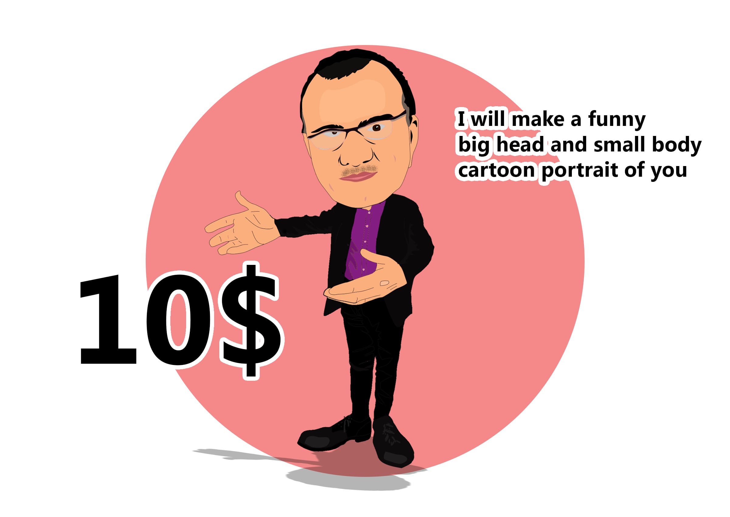 Make a funny big head and small body cartoon portrait of you by Isharan673  | Fiverr
