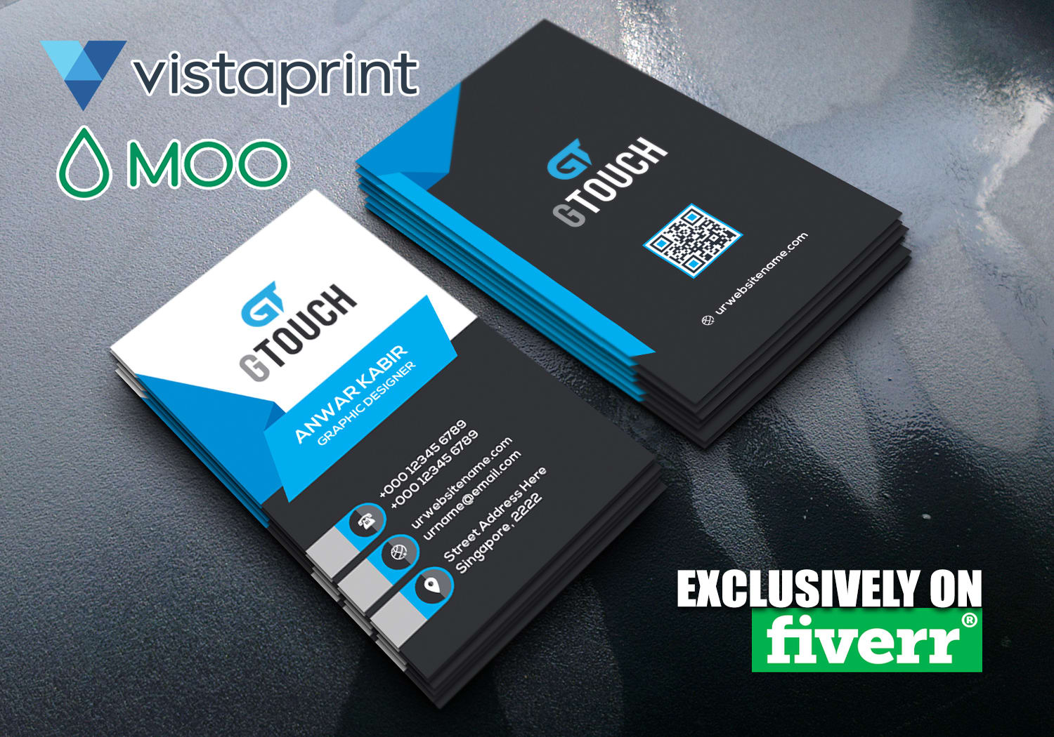 Design Vista Print Moo Print Business Card With Print Ready By Anwarkabir84 Fiverr