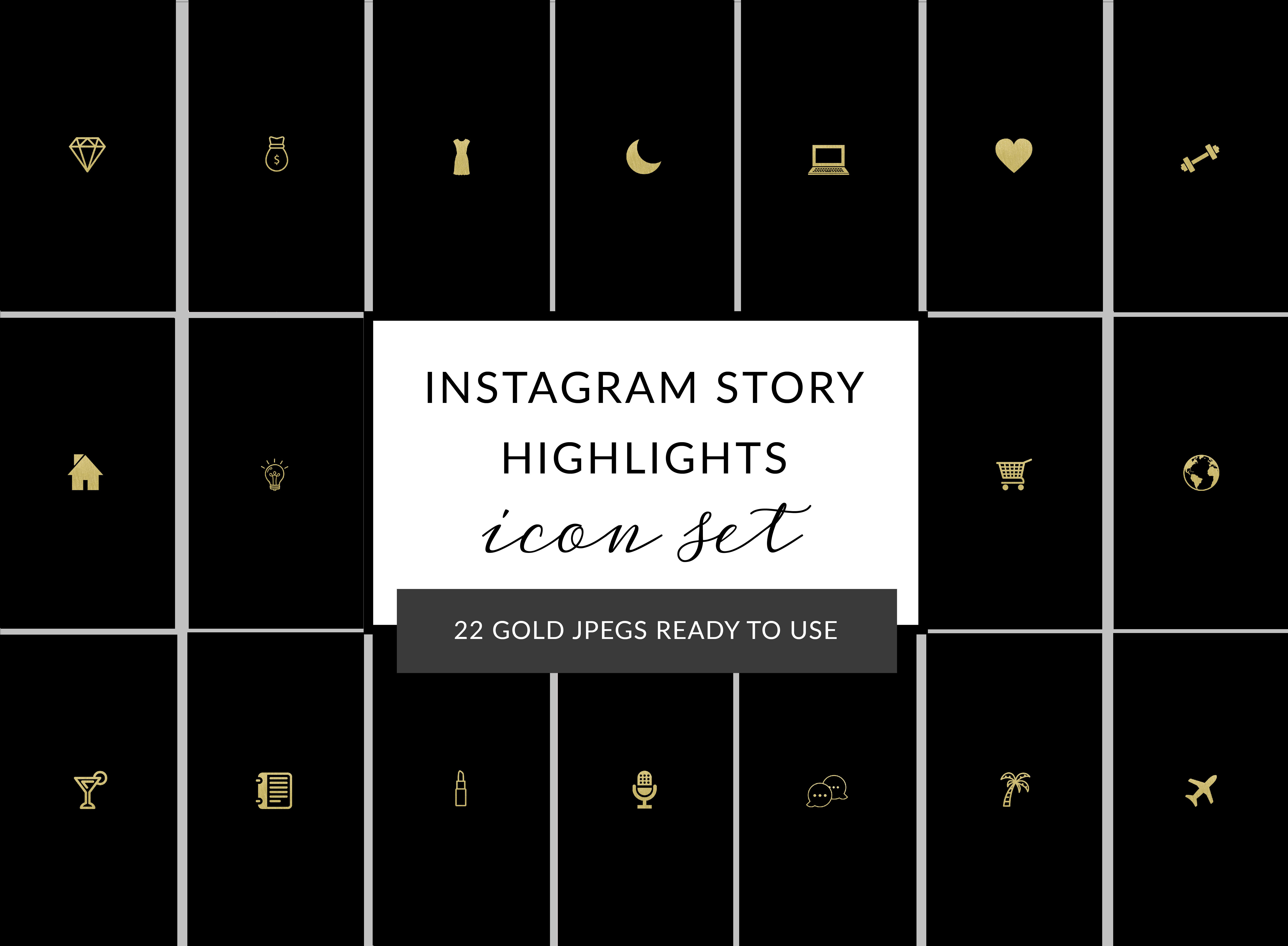 Instant Deliver 22 Gold Instagram Story Highlight Icons Set By Digitalbarbi