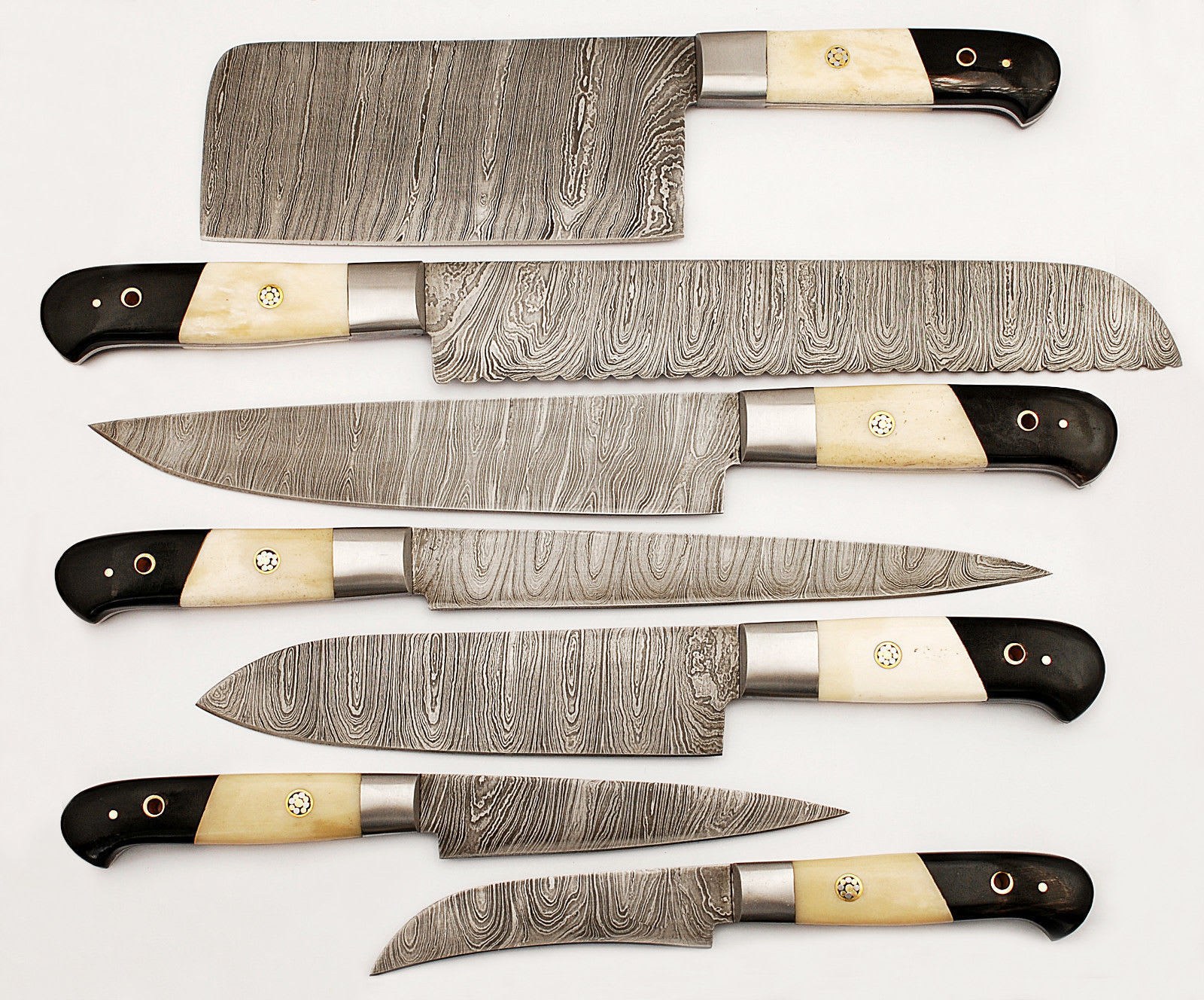 Custom Made Damascus Kitchen Knives Set By Customknives65