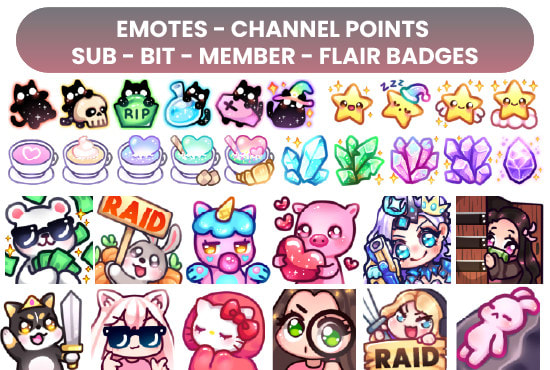 Create Emotes Sub Bit Badges Channel Points For Twitch Youtube Discord And More By Tinyhito Fiverr