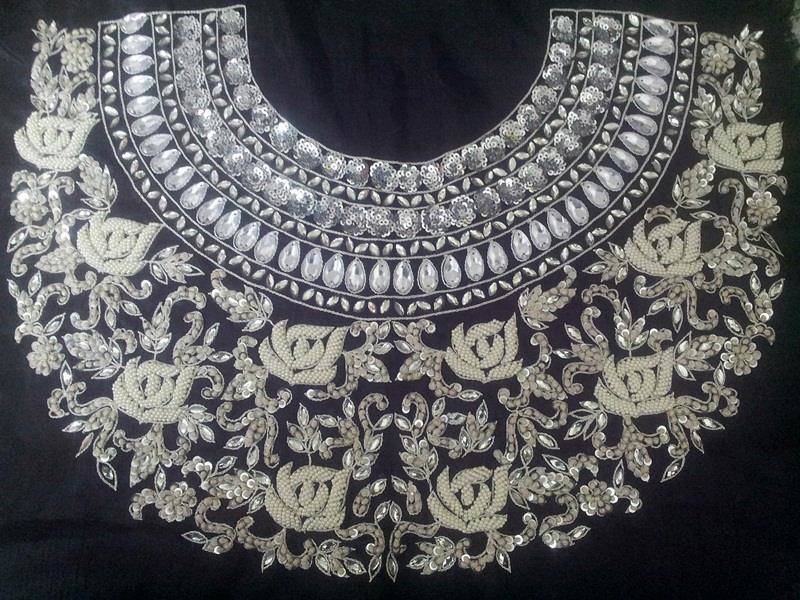 pearl work on pakistani dresses