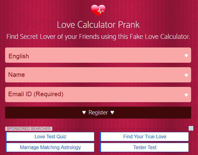 Love Calculator Prank Site