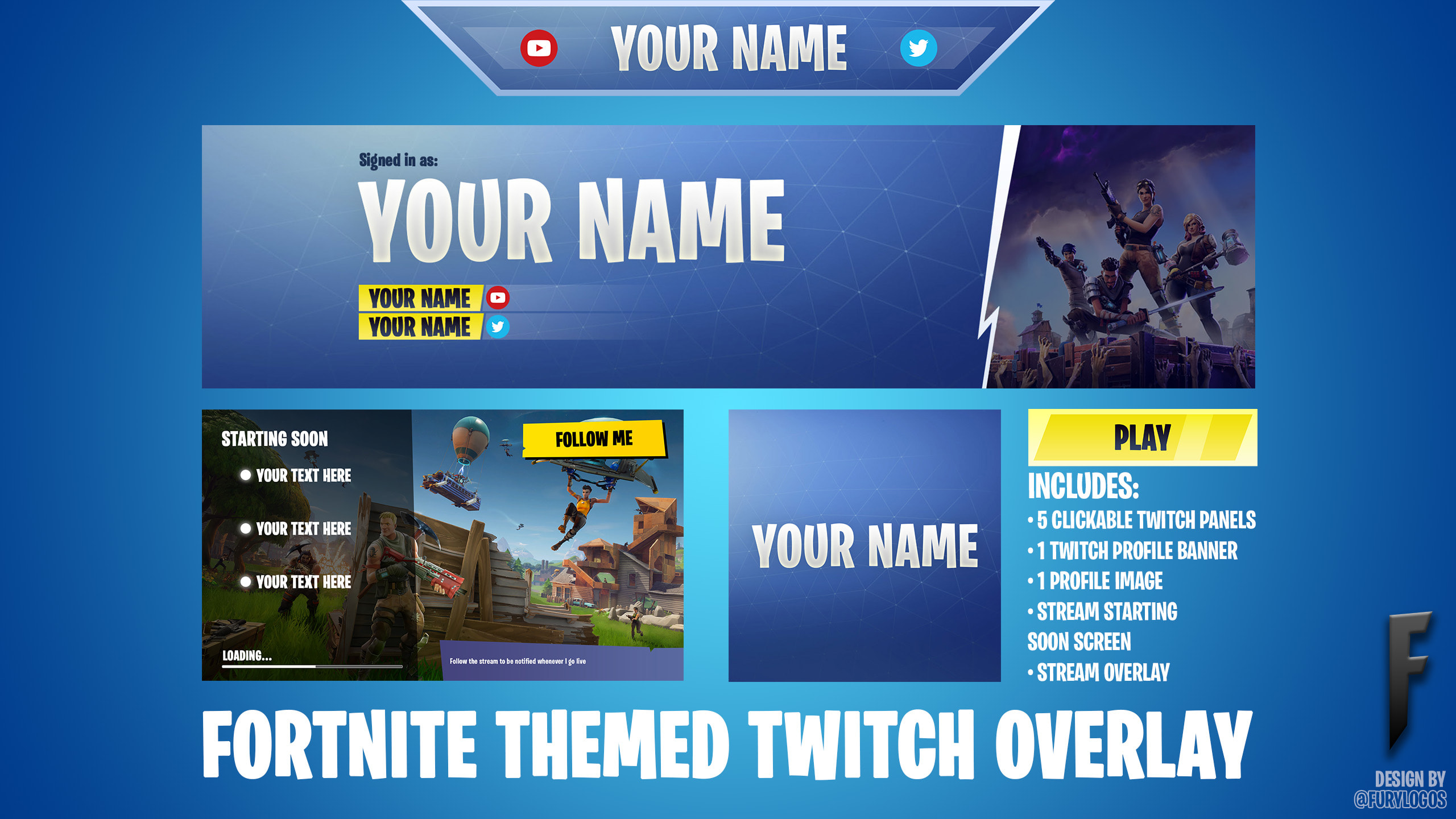 Make A Fortnite Themed Twitch Stream Package By Furylogosig