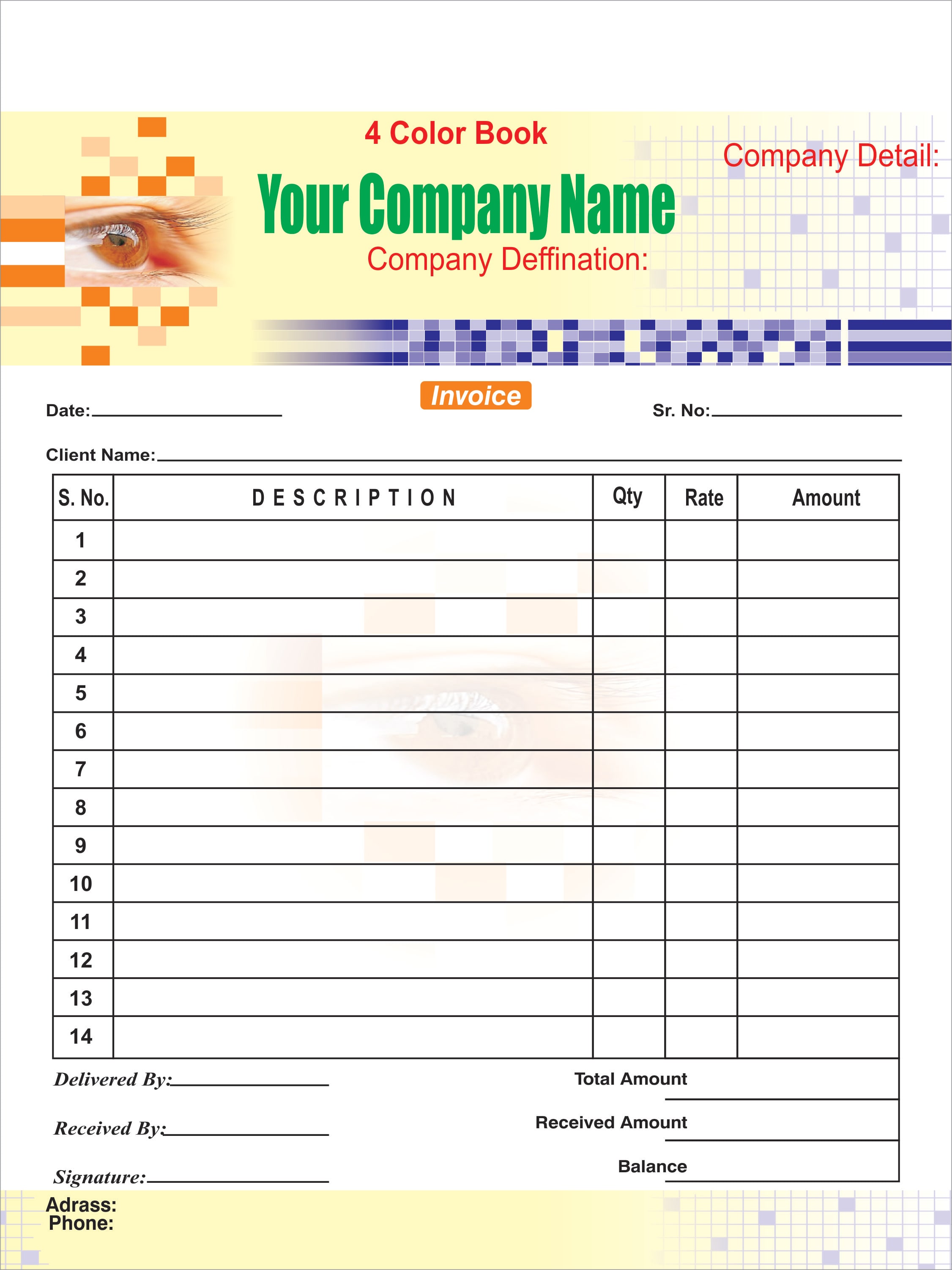 company invoice book