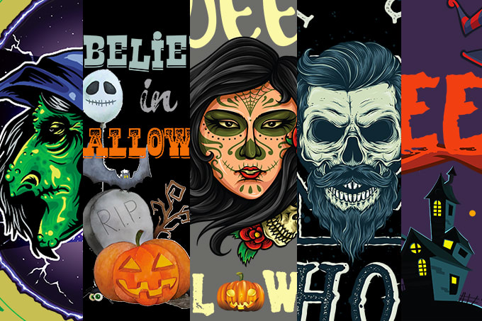 Download Design Happy Halloween And Every Trendy T Shirt By Gifiator Fiverr