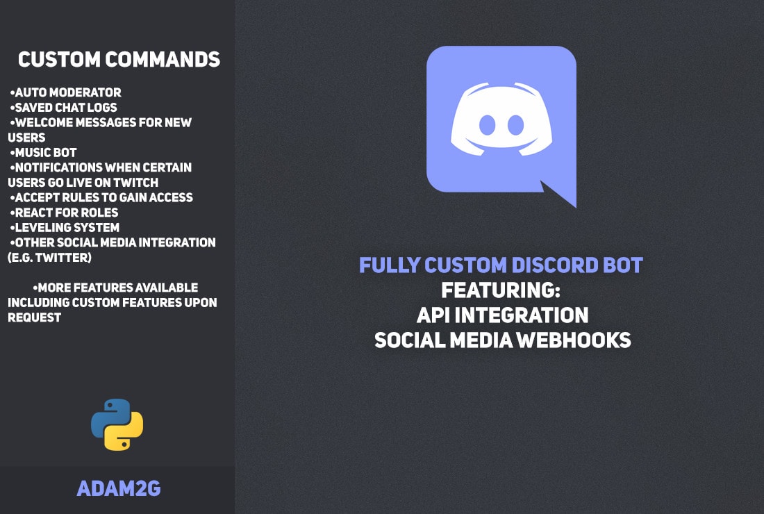 Create A Custom Discord Bot For Your Server By Adam2g