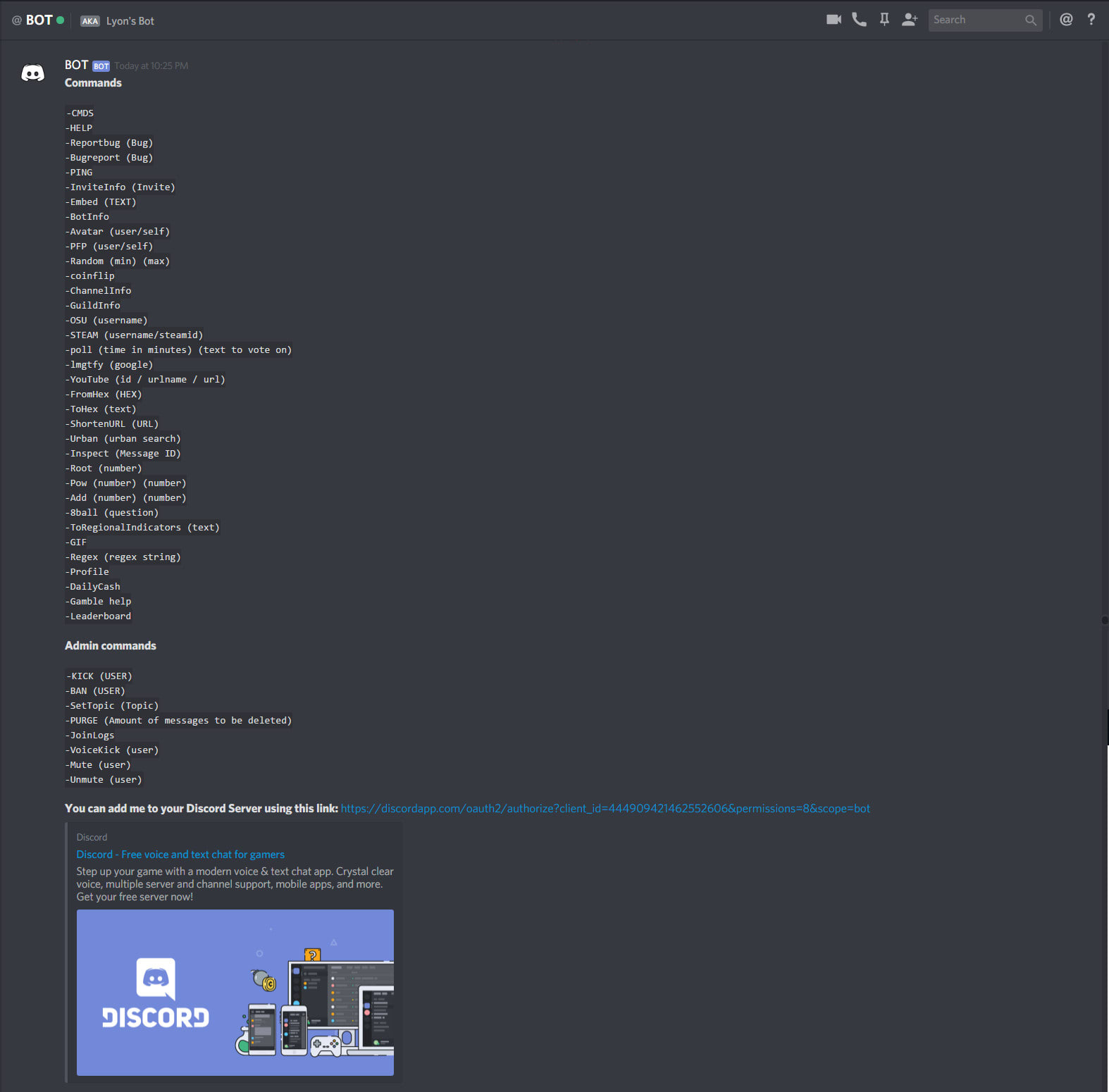 Translate Bot Discord Commands